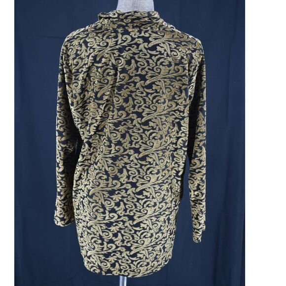 Vintage Diane Von Furstenberg Gold Black Velvet Button Up Top - L - Picture 4 of 5